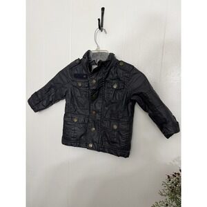 Rebel Boys Waxed Utility Jacket Military Style Snap Button Coat 2-3yrs